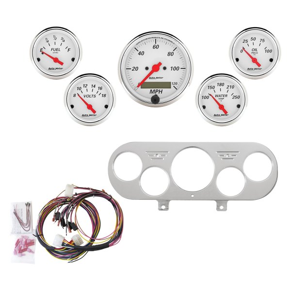 Auto Meter® - Arctic White Series Direct Fit 5-Piece Gauge Panel Kit