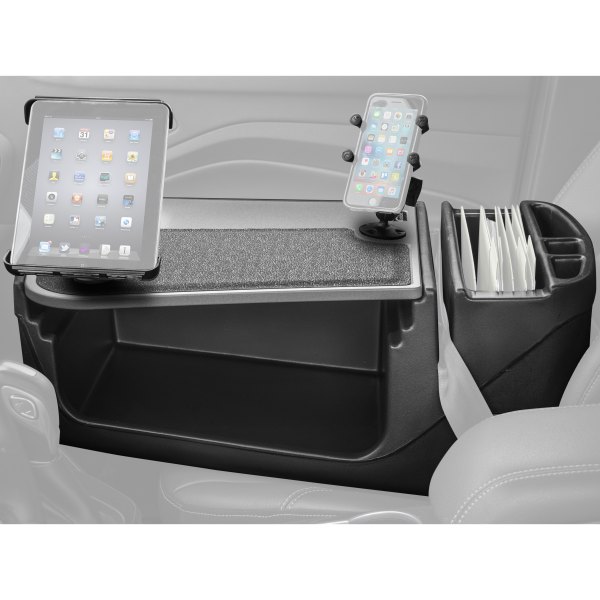 AutoExec® - GripMaster Efficiency Gray Desk with iPad/Tablet Mount and X-Grip Smartphone Mount