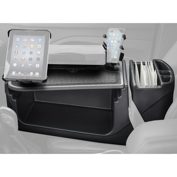 AutoExec® - GripMaster Efficiency Gray Desk with X-Grip Smartphone Mount, iPad/Tablet Mount and Printer Stand