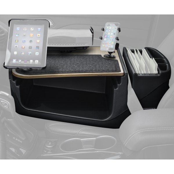 AutoExec® - GripMaster Efficiency Birch Desk with X-Grip Smartphone Mount, iPad/Tablet Mount and Printer Stand