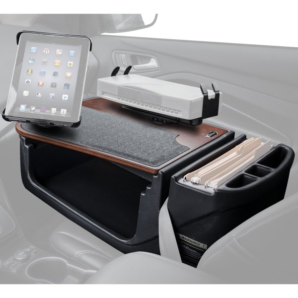 AutoExec® - GripMaster Efficiency Mahogany Desk with Built-in Power Inverter, Printer Stand and iPad/Tablet Mount