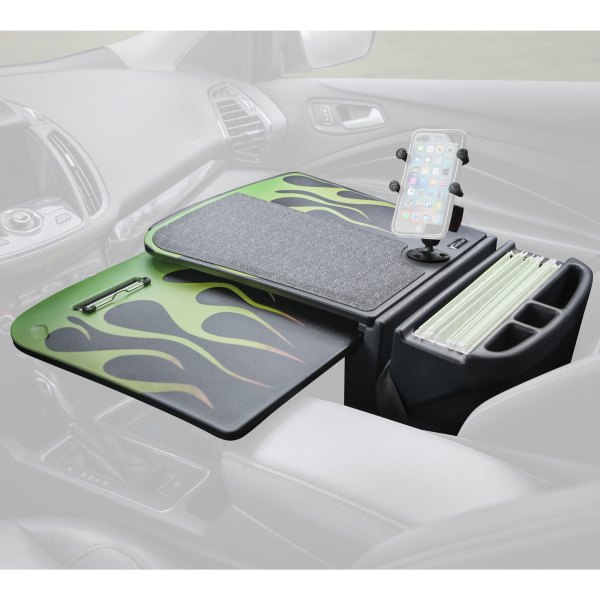 AutoExec® - GripMaster Candy Apple Green Flames Desk with X-Grip Smartphone Mount
