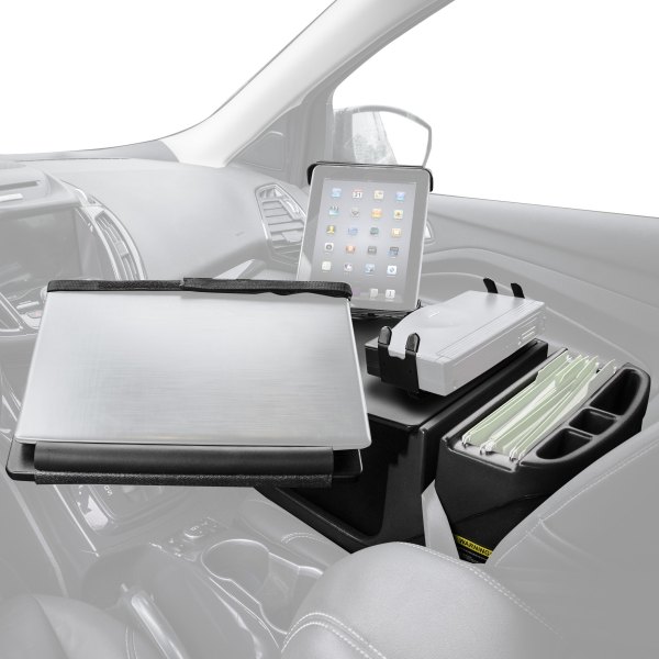 AutoExec® - Reach Front Seat Black Desk with Printer Stand and iPad/Tablet Mount