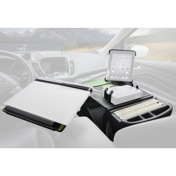 AutoExec® - Reach Front Seat Candy Apple Green Flames Desk with Printer Stand and iPad/Tablet Mount