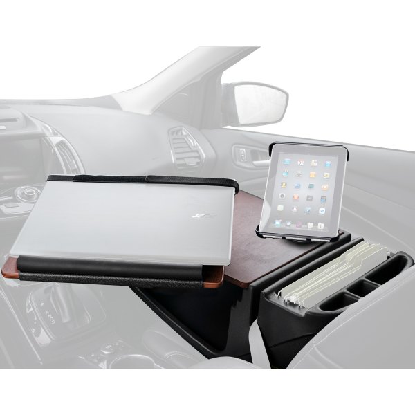 AutoExec® - Reach Front Seat Mahogany Desk with Built-in Power Inverter and Ipad/Tablet Mount