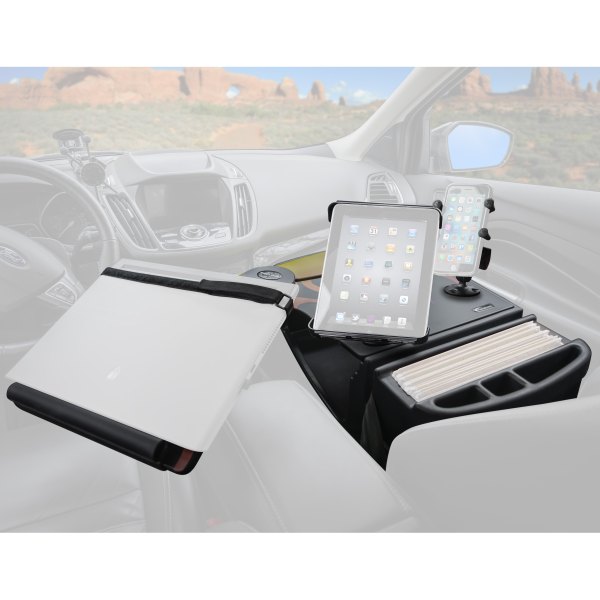 AutoExec® - Reach Front Seat Hot Rod Orange Flames Desk with X-Grip Smartphone Mount and iPad/Tablet Mount