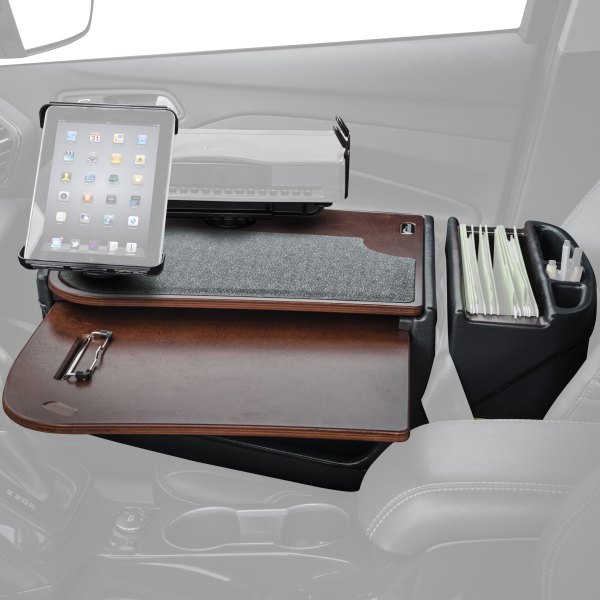AutoExec® - GripMaster Mahogany Desk with Printer Stand and iPad/Tablet Mount