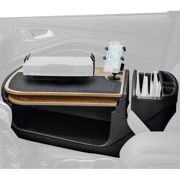AutoExec® - GripMaster Birch Desk with X-Grip Smartphone Mount and Printer Stand