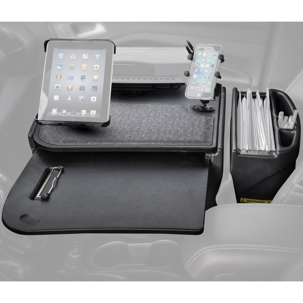 AutoExec® - GripMaster Black Desk with X-Grip Smartphone Mount, Printer Stand and iPad/Tablet Mount