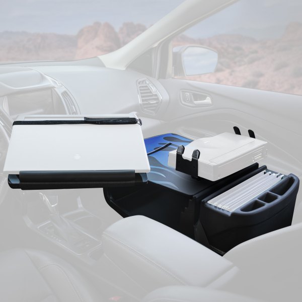 AutoExec® - Reach Front Seat Blue Steel Flames Desk with Printer Stand