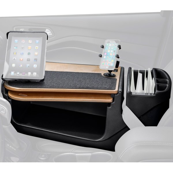 AutoExec® - GripMaster Birch Desk with X-Grip Smartphone Mount and iPad/Tablet Mount