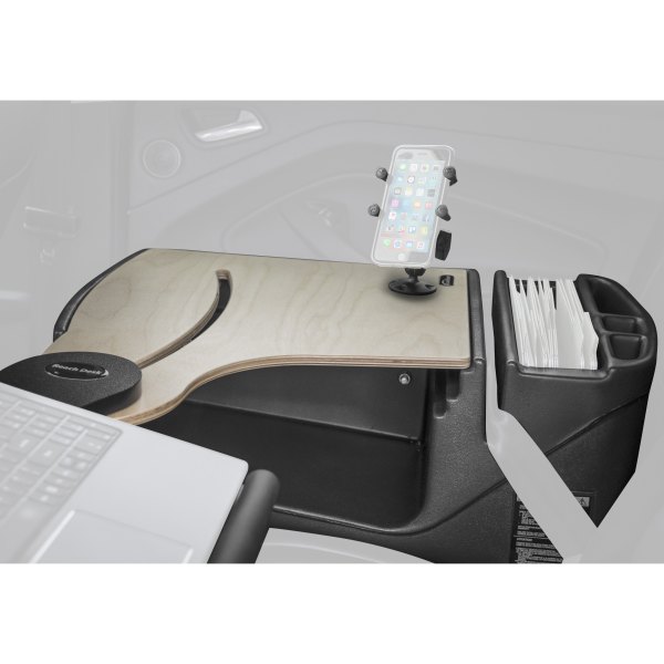 AutoExec® - Reach Rear Seat Birch Desk with X-Grip Smartphone Mount