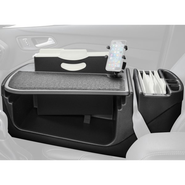 AutoExec® - Reach Rear Seat Mahogany Desk with Built-in Power Inverter and X-Grip Smartphone Mount