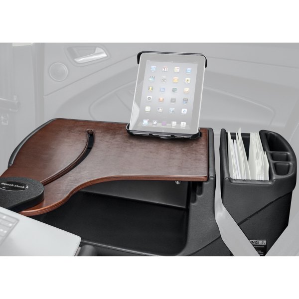AutoExec® - Reach Rear Seat Mahogany Desk with Built-in Power Inverter and Ipad/Tablet Mount