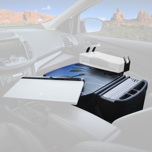 AutoExec® - RoadMaster Blue Steel Flames Car Desk with Printer Stand