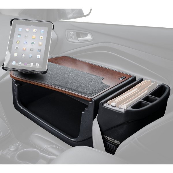 AutoExec® - GripMaster Efficiency Mahogany Desk with Built-in Power Inverter and Ipad/Tablet Mount