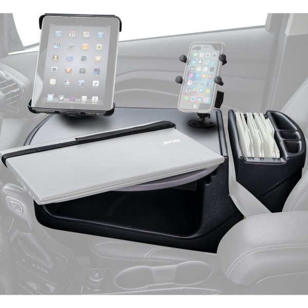 AutoExec® - RoadMaster Gray Car Desk with X-Grip Smartphone Mount and iPad/Tablet Mount