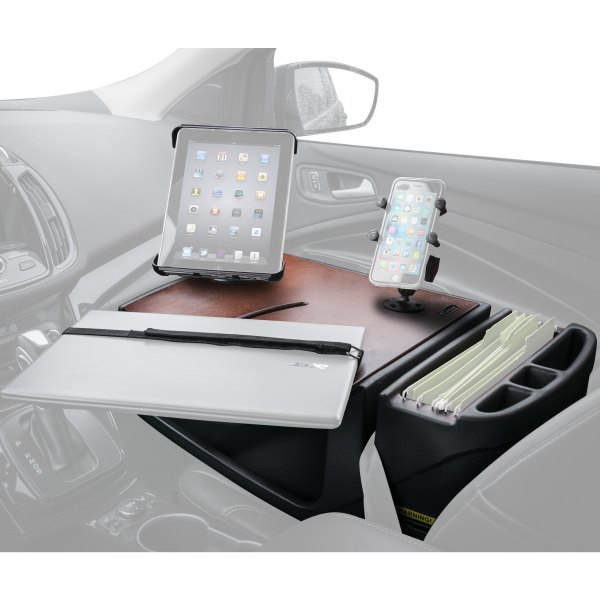 AutoExec® - RoadMaster Mahogany Car Desk with X-Grip Smartphone Mount and iPad/Tablet Mount