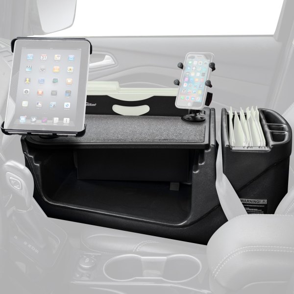 AutoExec® - Filemaster Efficiency Black Desk with X-Grip Smartphone Mount and iPad/Tablet Mount
