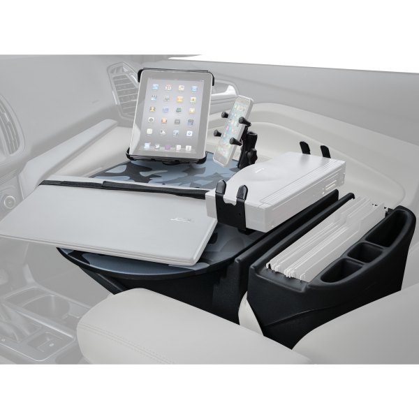 AutoExec® - RoadMaster Urban Camouflage Car Desk with X-Grip Smartphone Mount, iPad/Tablet Mount and Printer Stand