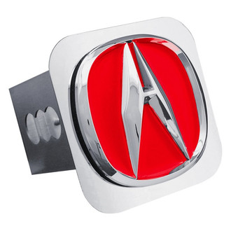 Autogold® - Red Hitch Cover with Chrome Acura Logo for 2" Receivers