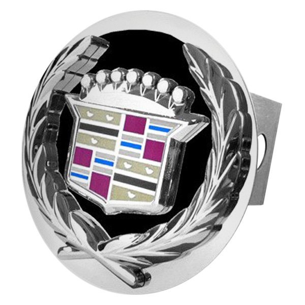 Autogold® - Chrome Hitch Cover with Cadillac Black and Chrome Logo