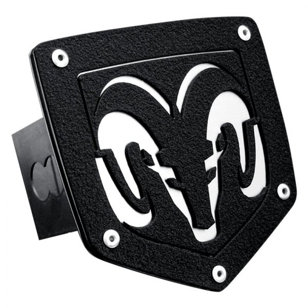 Autogold® - Laser Cut Black Stainless Hitch Cover with Ram Logo