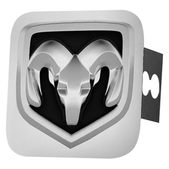 Autogold® - Black Hitch Cover with Chrome Ram Logo for 2" Receivers