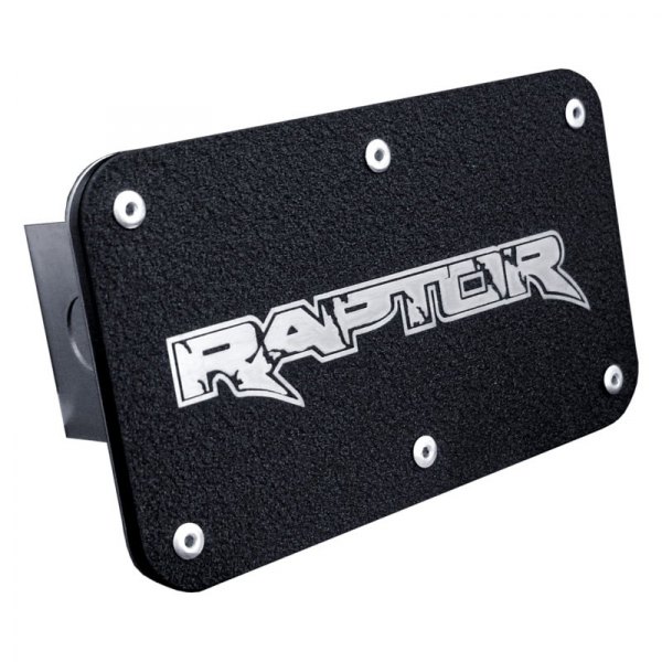 Autogold® - Laser Cut Brushed Hitch Cover with Raptor Logo for 2