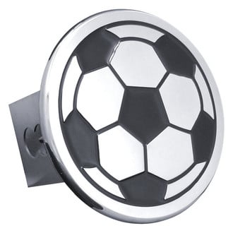 Autogold® - Chrome Hitch Cover with Soccer Ball Logo for 2" Receivers