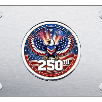 Autogold® - Brushed License Plate with 3D Chrome 250th Logo