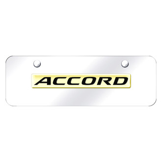 Autogold® - Chrome Mini Size License Plate with 3D Gold Accord Logo