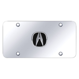 Autogold® - Chrome License Plate with 3D Chrome / Black Acura Emblem