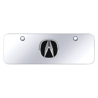 Autogold® - Chrome Mini Size License Plate with 3D Chrome / Black Acura Emblem
