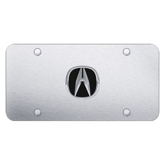 Autogold® - Brushed License Plate with 3D Chrome / Black Acura Emblem