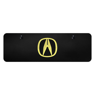 Autogold® - Black Mini Size License Plate with 3D Gold / Black Acura Emblem
