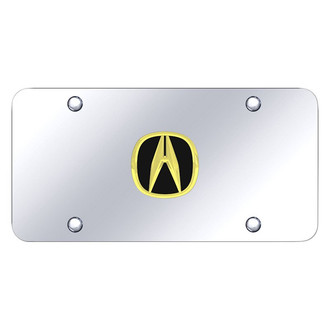 Autogold® - Chrome License Plate with 3D Gold / Black Acura Emblem