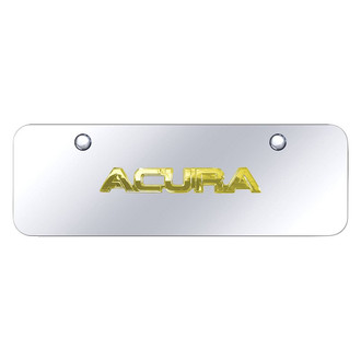 Autogold® - Chrome Mini Size License Plate with 3D Gold Acura Logo