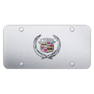 Autogold® - Brushed License Plate with 3D Chrome Cadillac Emblem