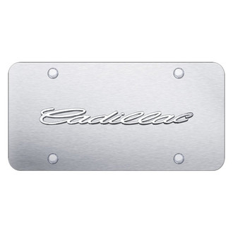 Autogold® - Brushed License Plate with 3D Chrome Cadillac Logo