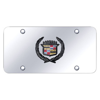 Autogold® - Chrome License Plate with 3D Black Pearl Cadillac Emblem