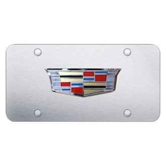 Autogold® - Brushed License Plate with 3D Chrome Cadillac New Emblem