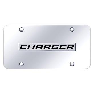 Autogold® - Chrome License Plate with 3D Chrome Charger Logo