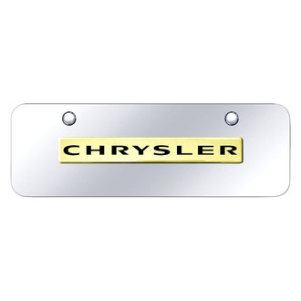 Autogold® - Chrome Mini Size License Plate with 3D Gold Chrysler Logo