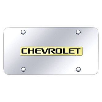 Autogold® - Chrome License Plate with 3D Gold Chevrolet Logo