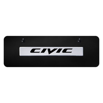 Autogold® - Black Mini Size License Plate with 3D Chrome Civic Logo