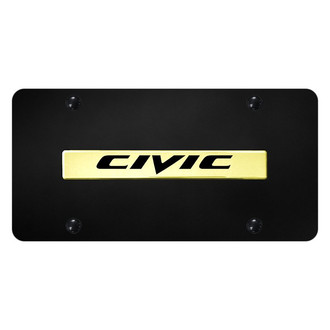 Autogold® - Black License Plate with 3D Gold Civic Logo