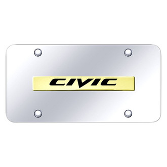 Autogold® - Chrome License Plate with 3D Gold Civic Logo