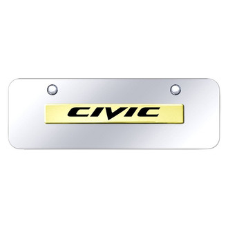 Autogold® - Chrome Mini Size License Plate with 3D Gold Civic Logo