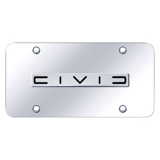 Autogold® - Chrome License Plate with 3D Chrome Civic Reverse C Logo